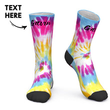 Custom Socks Personalized Socks with Text Colourful Tie Dye Socks