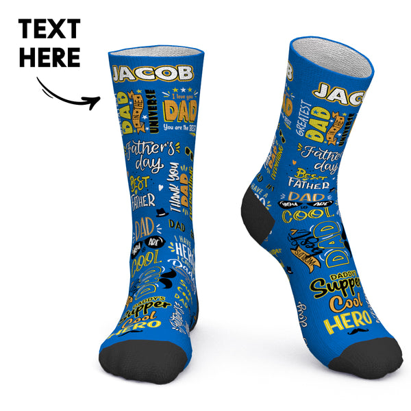 Father's Day Gift Custom Socks Personalized Socks with Text Words of Praise to Dad