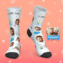 Father's Day Gift Custom Socks Personalized Photo Socks with Text Best Dad in the World