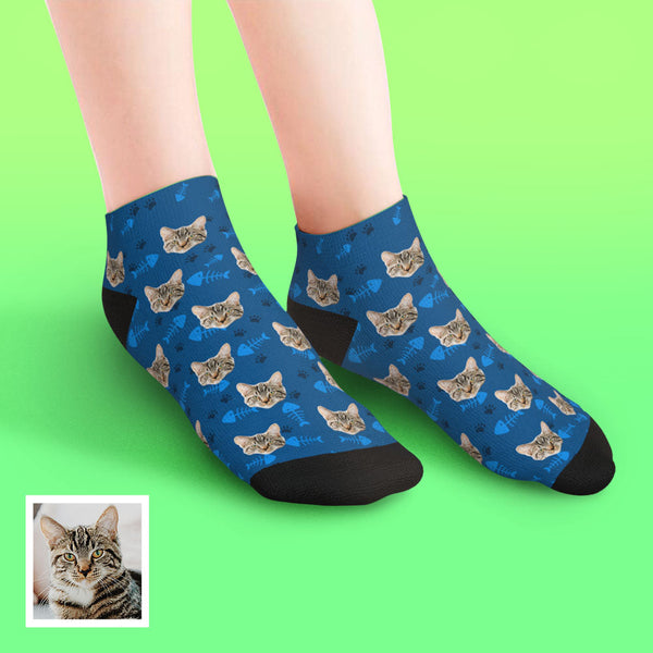 Custom Low Cut Ankle Face Socks Cat