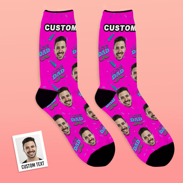 Custom I Love Dad Photo Socks