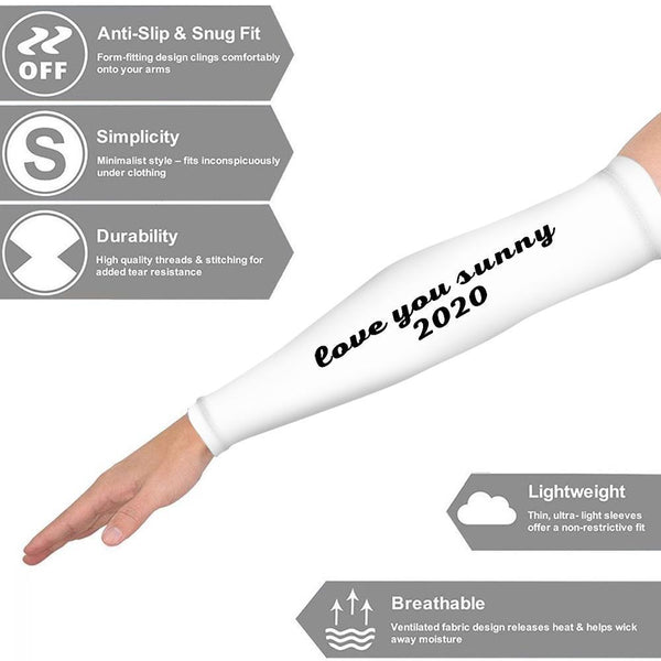 Printed Arm Sun Sleeves, Arm Sleeves, Arm Covers, Compression Sleeves, Arm Protectors White