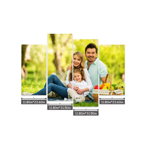 Custom Couple Photo Painting Canvas 4 Pieces Wall Decor For Her 2 x 11.80" x 23.60"+2 x 11.80" x 31.50"