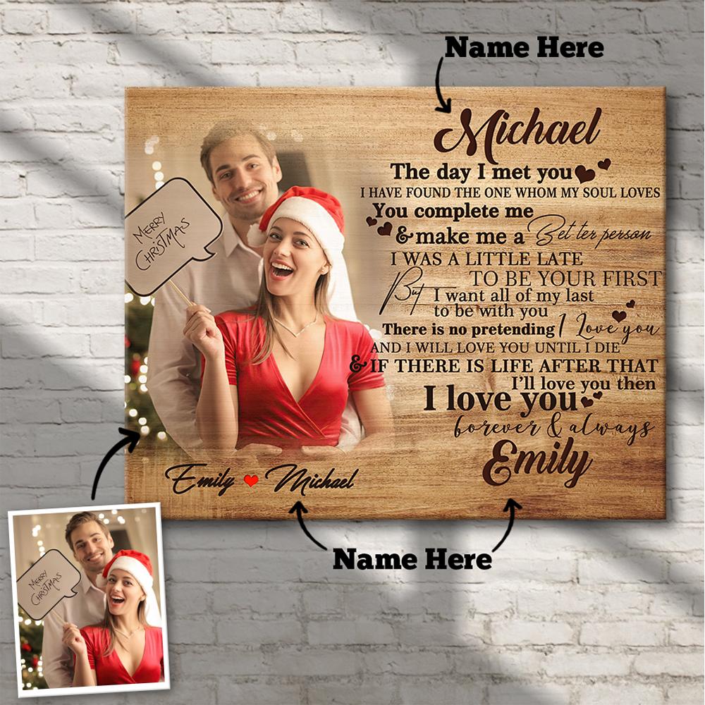 Chirstmas Gift Custom Photo Wall Decor Painting Canvas With Couple Name