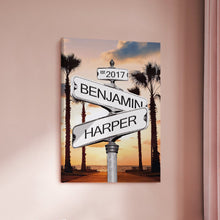 Sunset Custom Name Vintage Street Sign Canvas With DIY Frame Intersection Street Painting Valentine Gifts