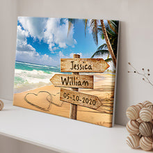Hawaii Beach Custom Name Vintage Street Sign Canvas With DIY Frame Intersection Street Painting Valentine Gifts