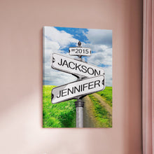 Green Grass Personalized Name Street Sign Canvas With DIY Frame Crossroad Art Canvas Painting Valentine Gifts
