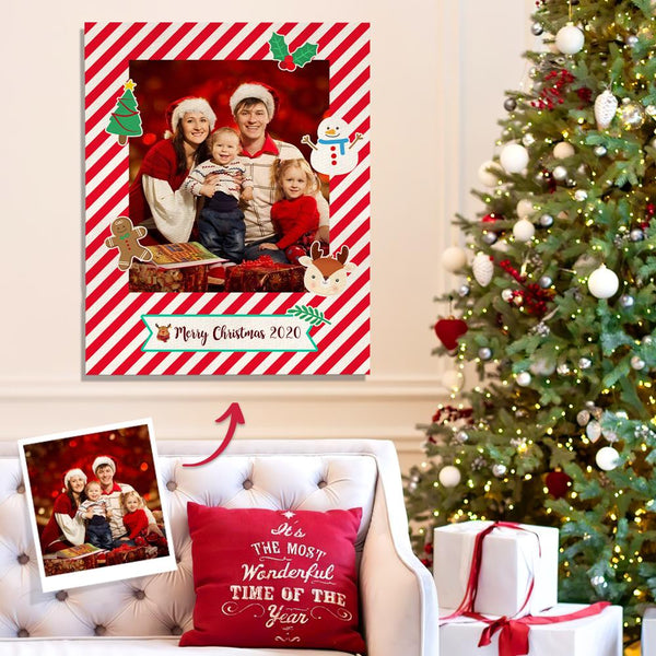 Christmas Gift Custom Family Photo Canvas Prints With Frame Personalized Painting Canvas Photo Home Wall Decor