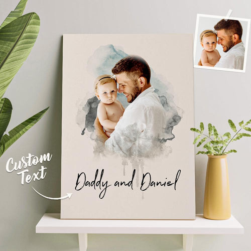 Custom Wall Art Watercolor Photo Aquarelle Oil Painting Frameless Father's Day Gift