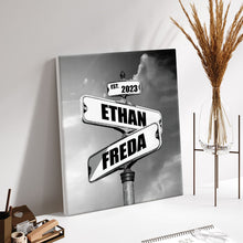 Personalized Name Canvas With Year Date Vintage Crossroad Street Sign Canvas Anniversary Gift For Couples