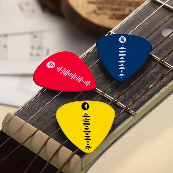 Scannable Spotify Code Guitar Pick 12Pcs Engraved Personalized Music Song Guitar Pick Yellow