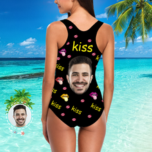 Custom Face Photo Women's One Piece Sexy Swimsuit Kiss Mouth Summer Clothes