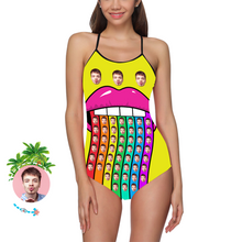 Custom Face Swimsuit Women's One Piece Swimsuit Rainbow Mouth Summer Clothes