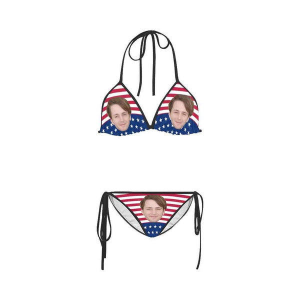 Custom Face Bikini Women's Sexy Photo Segmented Swimsuit - USA Flag