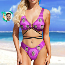 Custom Face Bikini Swimming Costume Women's Chest Strap Bathing Suit Personalized Photo Bikini for Girlfriend or Wife