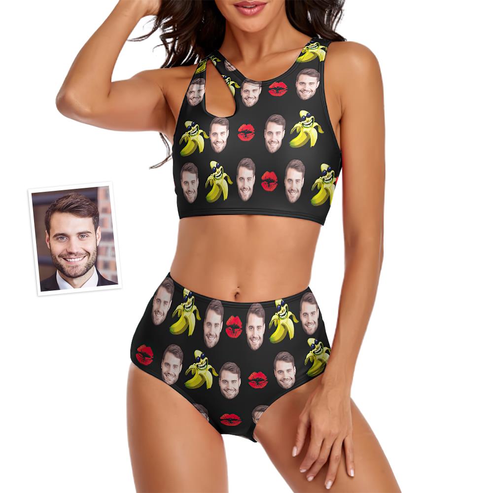 Custom Face Women's Banana Two-piece Swimsuit Personalized Sexy Gifts for Her