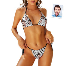 Custom Face Swimming Suit Sexy Strappy Bikini Polka