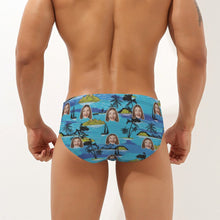Custom Face Hawaiian Style Men's Swimming Trunks Personalized Tropical Island Triangle Swim Briefs