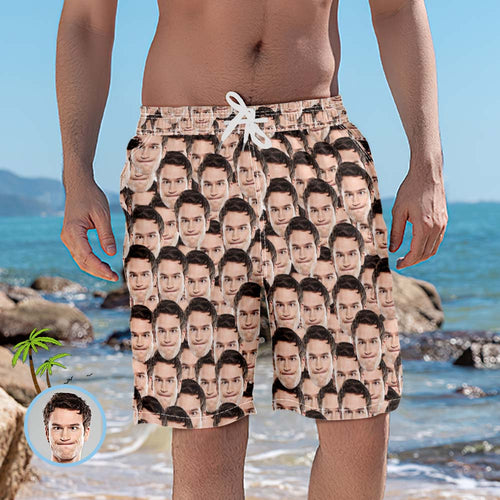 Face Swim Trunks for Him Custom Men's Beach Shorts