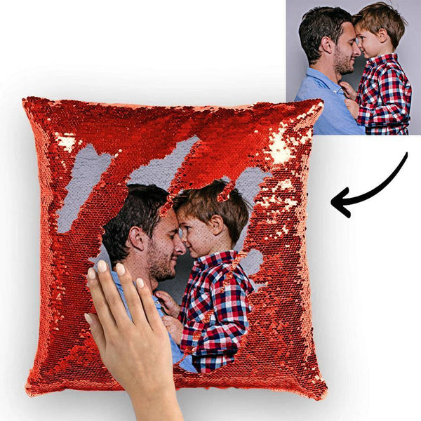 Mother's Day Gifts - Custom Photo Magic Sequins Pillows Multicolor Shiny 15.75*15.75