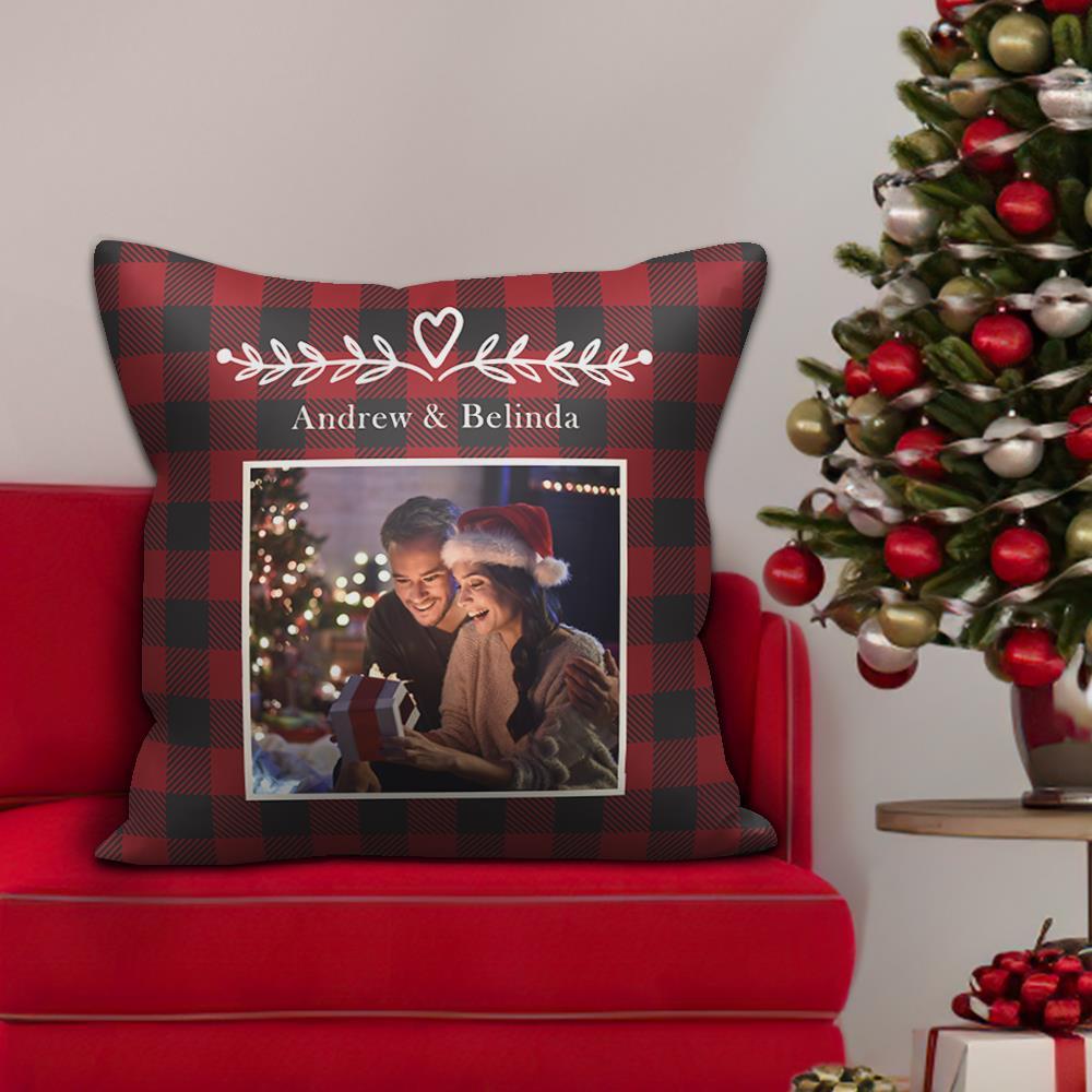 Custom Couple Photo Pillow With Text Personalized Christmas Gifts for Him