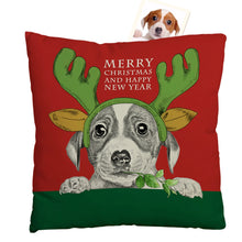 Christmas Limited Offer Custom Pet Face Photo Throw Pillow Merry Christmas and Happy New Year