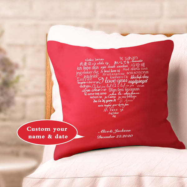 Custom Couple Pillows I Love You Multiple Languages