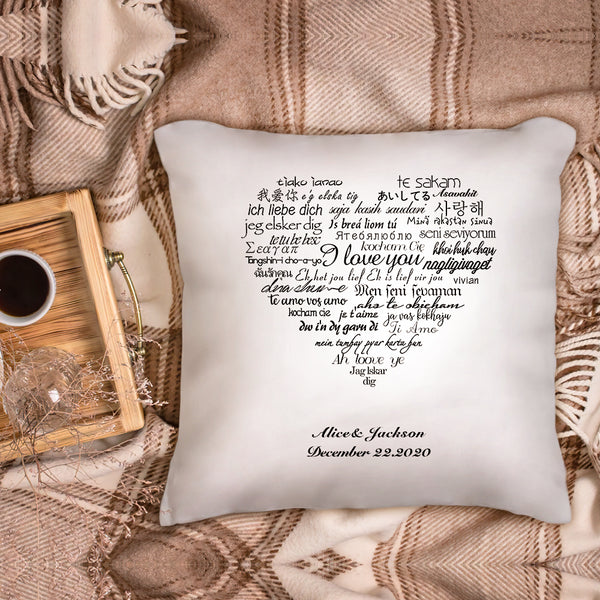 Custom Couple Pillows I Love You Multiple Languages