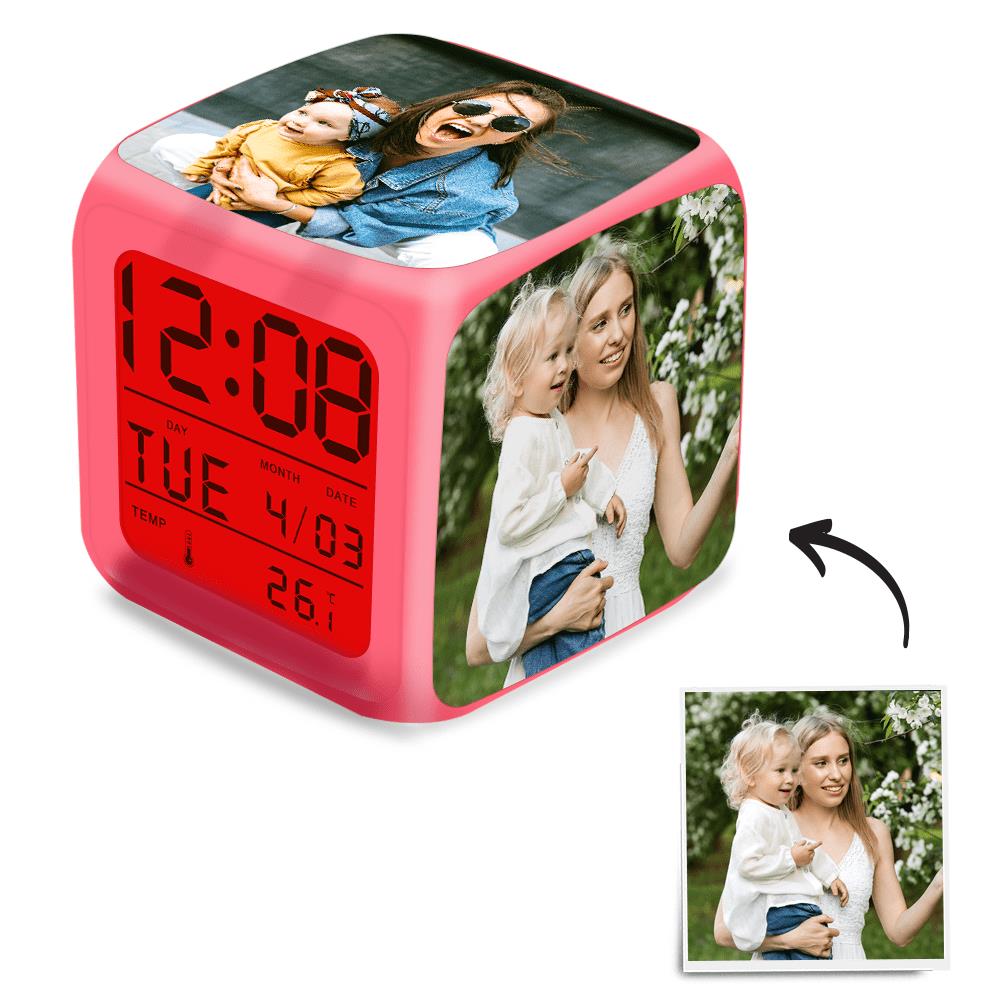 Personalized Multiphoto Alarm Clock Home Decoration Multiphoto Colorful Lights Gifts