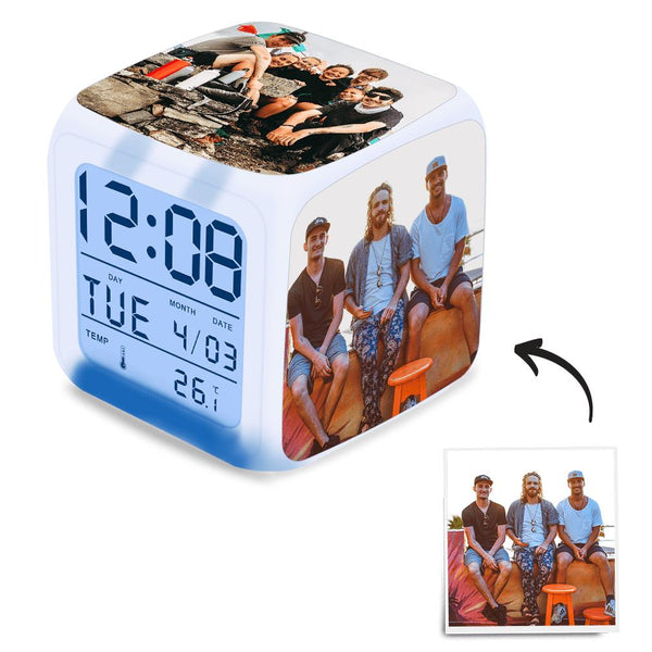 Custom Gifts Alarm Clock Home Decoration Multi Photo Colorful Lights