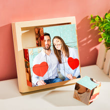 Custom Photo Cube Puzzle Wooden Block With Frame Family Gifts