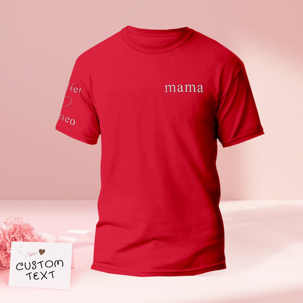 Custom Engraved T-shirt Color Embroidery Mother's Day Gifts