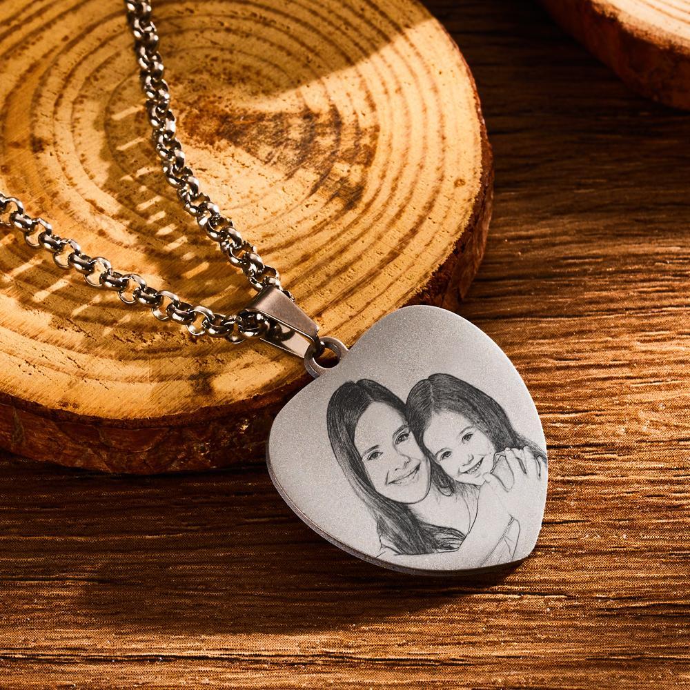 Personalized Music Spotify Code Gifts Heart Photo Necklace Stainless Steel Pendant Custom Laser Engrave