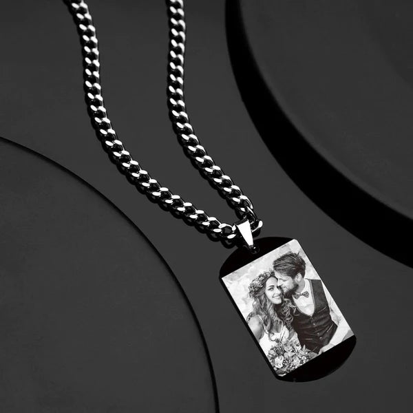 Custom Photo Necklace With Words Photo And Date Perfect Gift For Couple