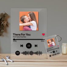 Spotify Glass Custom Scannable Spotify Code Music Plaque Frame Gift And Get A Free Keychain（4.7INX6.3IN/2.1IN X 3.4IN）