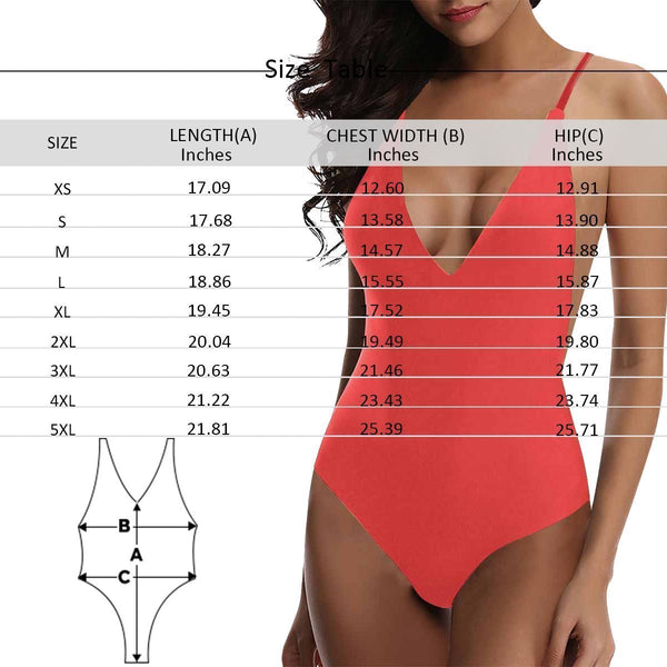 Custom Face Photo V-Neck Women's One Piece Swimsuit Pineapple Fruit Pattern Summer Clothes