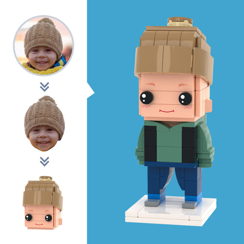 Customized Head Children's Black Green Sweatshirt Figures Small Particle Block Toy Customizable Brick Art Gifts