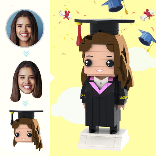 Graduation Gifts Custom Head Brick Figures Personalized Bachelor of Arts Uniform Brick Figures Small Particle Block Toy