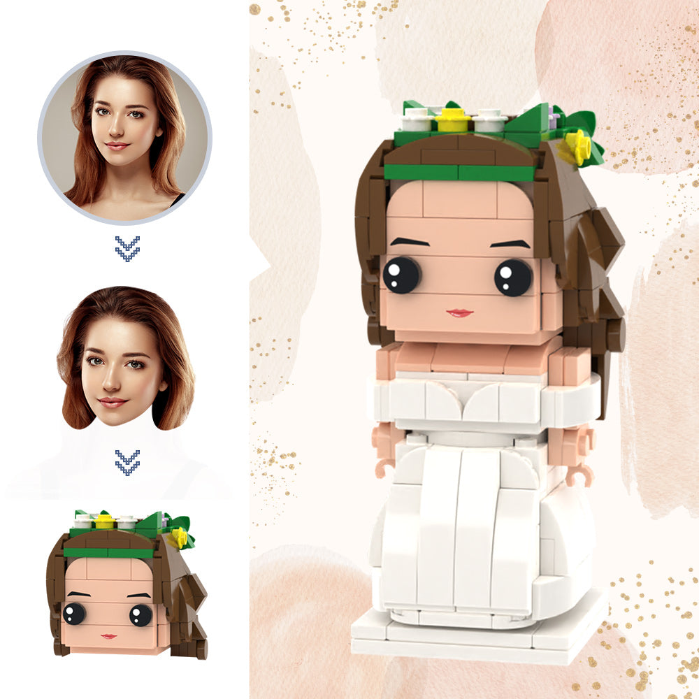 Wedding Gifts Wedding Dress with Garlands Brick Figures Custom Head Brick Figures Small Particle Block Toy