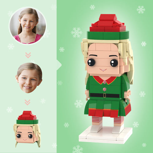 Christmas Gifts Custom Head Brick Figures Personalized Santa's Elf Brick Figures Small Particle Block Toy