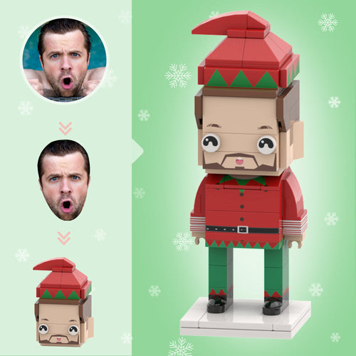 Christmas Gifts Custom Head Brick Figures Personalized Christmas Elves Boy Brick Figures Small Particle Block Toy