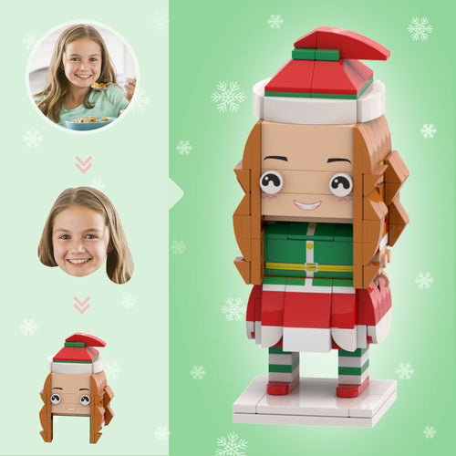 Christmas Gifts Custom Head Brick Figures Personalized Christmas Elves Girl Brick Figures Small Particle Block Toy