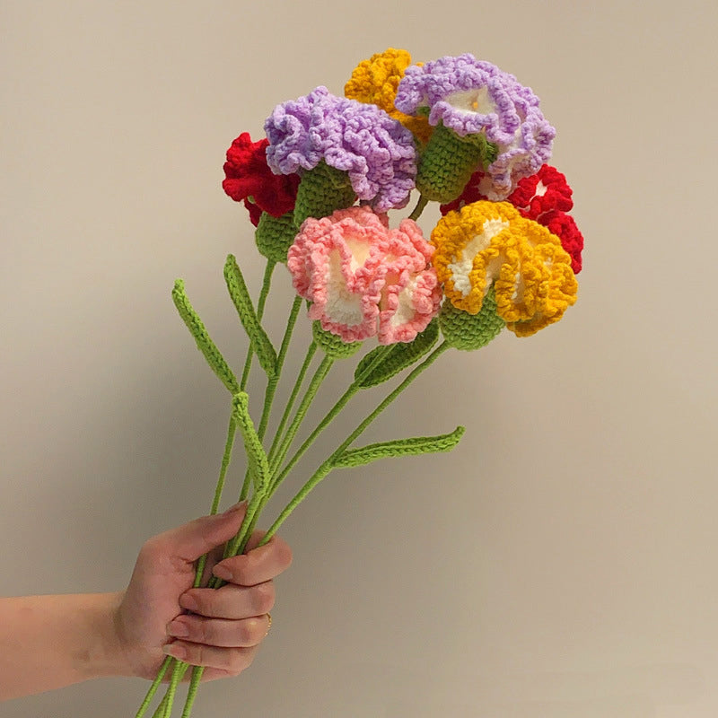 Carnation Crochet Flower Handmade Knitted Flower Gift for Lover Graduation Gift