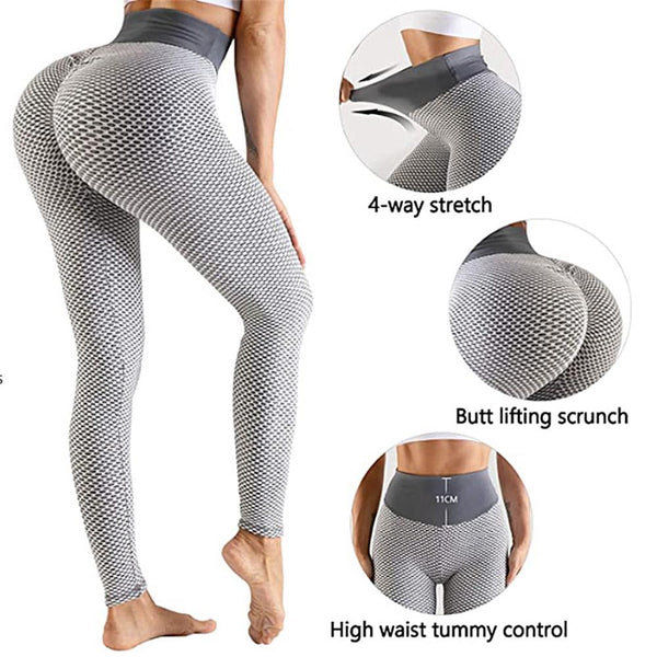 Honeycomb High Waist Sports Leggings Women's Butt Lift Running Yoga Pants Solid Workout Fitness High Stretch Leggings