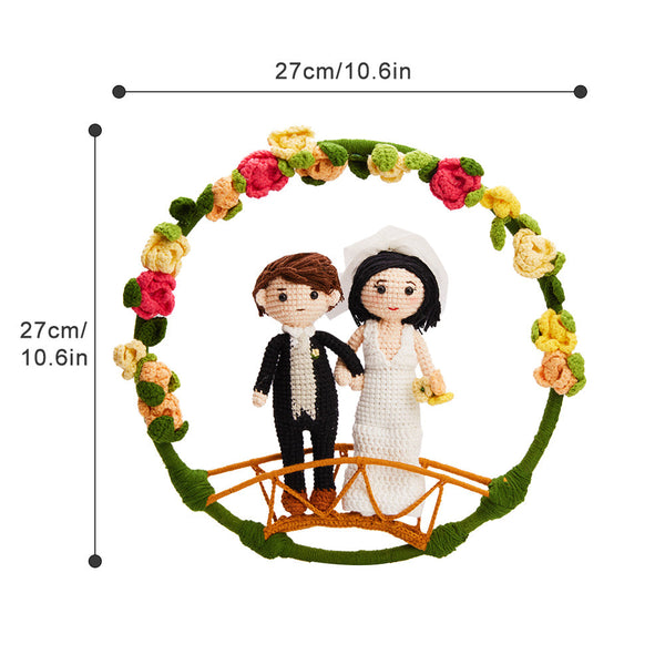 Custom Crochet Doll Personalized Gifts Handmade Mini Look alike Dolls Wedding Couple with Flower Circle