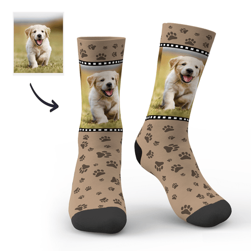 Custom Cute Dog Footprint Face sock