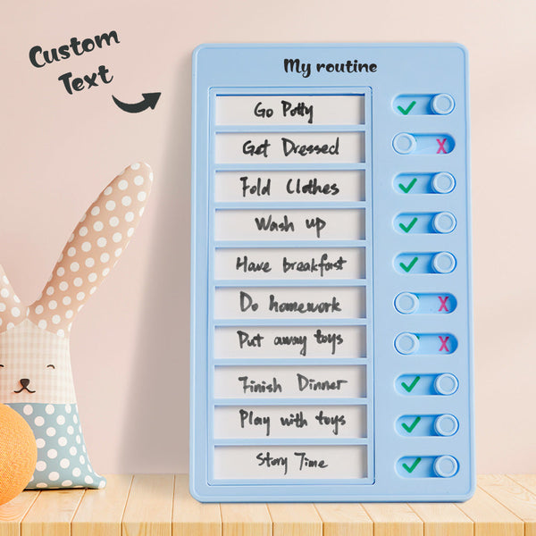 Custom Name Magnetic Dry-erase Daily Routine Chart Gifts for Children Blue