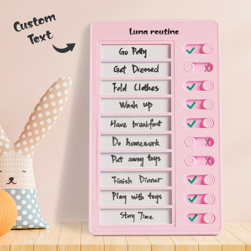 Custom Name Magnetic Dry-erase Daily Routine Chart Gifts for Children Pink