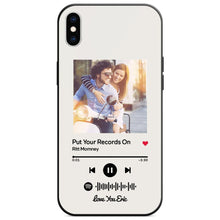 Custom Spotify Code Music Glass Surface iPhone Case Christmas Gift With Text-White