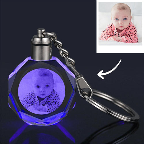 Custom Crystal Photo Key Chain Octagon Gifts For Mom